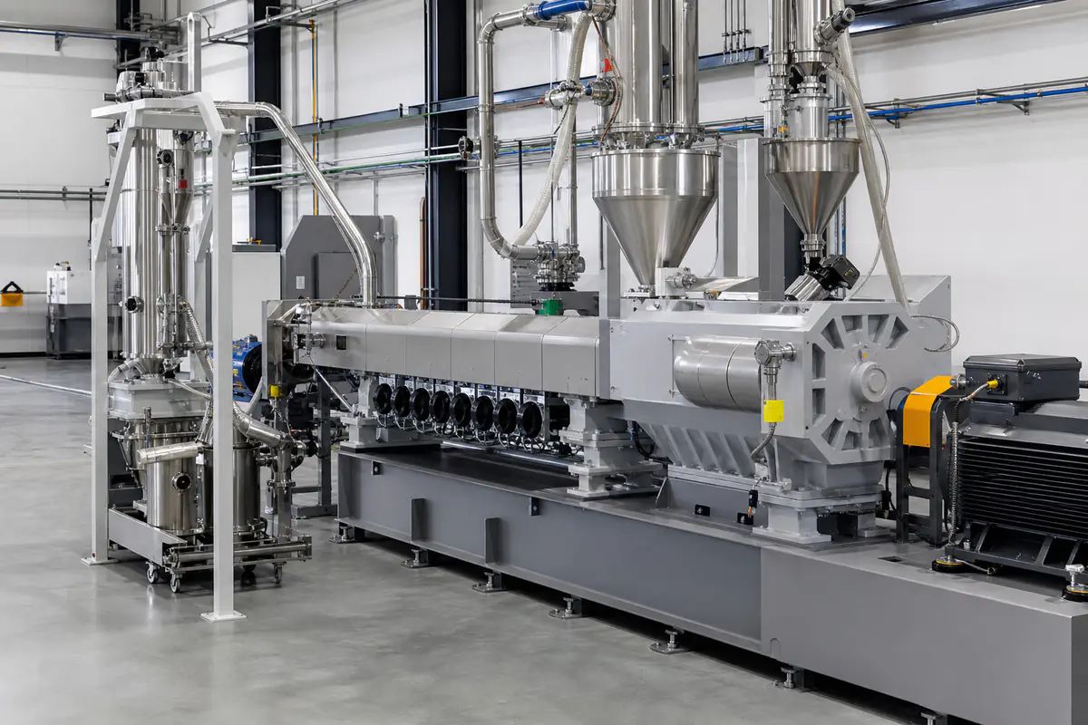 Polymer granule production and material handling area